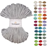 Sznurkomania, Geflochtene Baumwollkordel 3mm 100m, 46 Farben, Häkelkordel, Makramee Kordel, Makramee Garn, Premium Garn, Makramee Seil, (Grau)