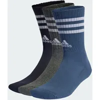 Adidas Unisex 3-Stripes Cushioned Crew Socks 3 Pairs, Legend
