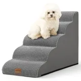 COZY KISS Hundetreppe für Kleine Hunde 57cm, Haustiertreppe für Hochbett aus Hochdichtem Schwamm, Hunde Treppe Hunderampe mit Waschbarem Bezug und Rutschfestem Boden, 40x84x57cm, 5 Stufen, Hellgrau
