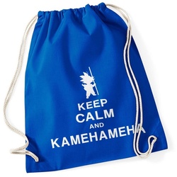 Autiga Turnbeutel Turnbeutel Keep Calm and Kamehameha Son Goku Dragonball Hipster Beutel Tasche blau