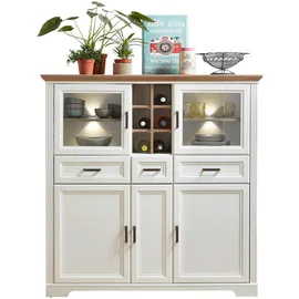 Innostyle Highboard 143 x 150 x 42 cm Weiß / Pinie hell / Artisan Eiche Optik