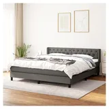 Lattenrost mit Matratze, Dunkelgrau, 160 x 200 cm, Stoff, Plattformbett, mit Lattenhalter, einfache Montage für Schlafzimmer, Erwachsene