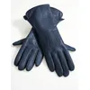 Lederhandschuhe HEINE, Damen, Gr. 7,5, blau (marine), Handschuhe Handschuh