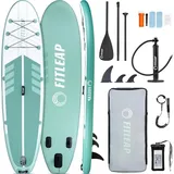 Fitleap Premium Stand Up Paddle Board aufblasbar - SUP Board Set mit Hochdruckpumpe, verstellbarem Paddel und Rucksack - Ideal für Anfänger und P... - Grün