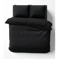 One-home Bettwäsche-Set 240x220 cm Uni schwarz Doppelbett Bettbezug Renforcé
