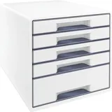 Ladekast A4 met 4 lades, transparante lade-inzet, wit/grijs, glas. - Weiß