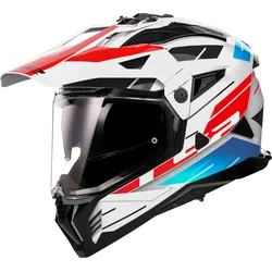 LS2 MX702 Pioneer II Namib, Endurohelm - Weiß/Blau/Rot - L
