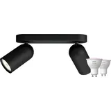 Philips Pongee Aufbauspot - 2 Spots - Schwarz + Philips Hue White & Color GU10 (2x)