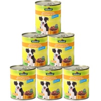 Dehner Hundefutter, Nassfutter vitaminreich, für Welpen und junge Hunde, Geflügel / Reis, 6 x 800 g Dose (4.8 kg)