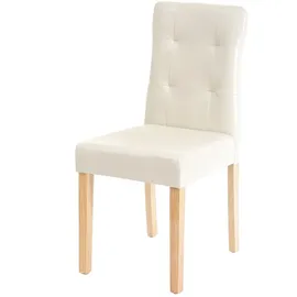 Mendler 2er-Set Esszimmerstuhl HWC-E58, Stuhl Essstühle ~ Kunstleder creme, helle Beine