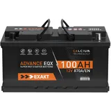 EXAKT Autobatterie 12V 100Ah 870A/EN Starterbatterie absolut wartungsfrei ersetzt 85Ah 88Ah 92Ah 95Ah PKW KFZ Batterie