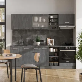Vicco Küchenzeile R-Line 240 cm Schwarz Beton/Anthrazit