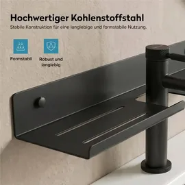 doporro Waschbecken Ablage 60 cm über dem Wasserhahn, Badezimmer Regal ohne Bohren oder zum Bohren, Waschbecken-wasserhahn-organizer, Grau Reglo-17