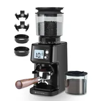 Homtone Elektrische Kaffeemühle für Siebträger, 51 einstellbare Mahlgrade, Kaffeemühle mit Großem Display für Espresso/Filterkaffee/Aufbrühkaffee/French Press, Edelstahl-Kegelmahlwerk (Schwarz)