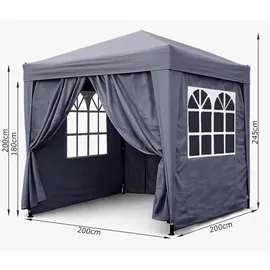 Quick Star Pop-Up-Pavillon 2 x 2 m inkl. Seitenteile grau