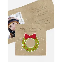 Foto Weihnachtseinladung selbst gestalten mit Spruch und Fotos im Onlinedesigner bei Meine-Kartenmanufaktur.de