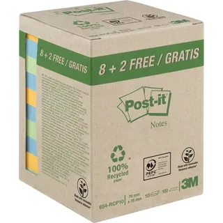 Post-it Haftnotiz Recycling Notes 76x76mm sort. 654RCP10