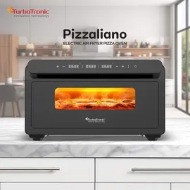 TurboTronic Pizzaofen bis 430 °C perfekte Pizza (30 cm) in 2 Minuten inkl. Pizzastein & Pizzaschieber für Zuhause & Garten Neapolitan Mini Backofen Edelstahl Schnellaufheizen AirFryer Steak Lahmacun