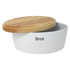 Continenta Brottopf mit Holzdeckel oval 30 cm weiß