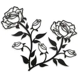 ESTART Große Rosen Blumen Wanddekoration 38cm Schwarz Metall Kunst-Ornament