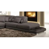 aea Ecksofa L-Form Design Sofa Ecksofa Couch Leder Polster Textil Sofas Neu - Grau