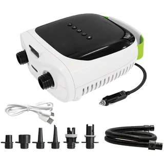 paddleboardguru PBG 9 Elektrische SUP Pumpe mit Akku 12V & 11.1V 4000mAh Power, 2 Modi, LCD & LED, bis 20 PSI – Mobile Luftpumpe für SUP, Kajaks, Boote, Camping