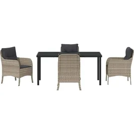 vidaXL 5-teiliges Garten-Essset mit Kissen Hellgrau Poly-Rattan