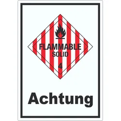 Aufkleber Entzündbare feste Stoffe Achtung Flammable Solid A4 (210x297mm)