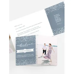 Einladung zur Hochzeit selbst gestalten mit Spruch und Fotos im Onlinedesigner bei Meine-Kartenmanufaktur.de