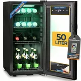 Sommertal Kühlschrank GK 50– Leiser Getränkekühlschrank ohne Gefrierfach mit RGB LED, Touchscreen & Schloss kleiner Flaschenkühlschrank schwa... - Schwarz