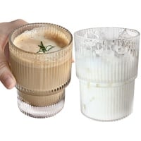 Klarer Kaffeegläser Latte Macchiato Gläser Vertikale Streifen Design Trinkgläser Hitzebeständiges Kaffeeglas/Teeglas, Perfekt Für Latte, Cappuccino, Getränke