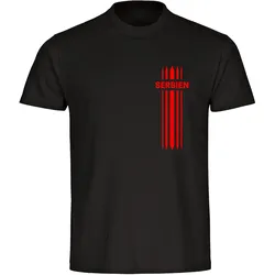 multifanshop Herren T-Shirt - Serbien - Streifen - Druck rot - Männer