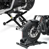 Set: Motorrad Hebebühne Midlift XL bis 500kg sw ConStands mit Motorradwippe Easy Vario Vorderradklemme einstellbar sw