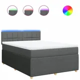 vidaXL Boxspringbett mit Matratze Dunkelgrau 140x200 cm Stoff