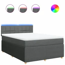 vidaXL Boxspringbett mit Matratze Dunkelgrau 140x200 cm Stoff