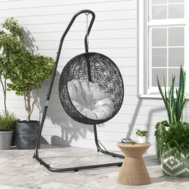 Outsunny Hängestuhlgestell Schwarz, Metall, 116x230x133 cm Gartenmöbel, Hängematten
