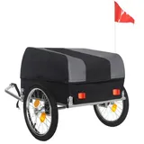 CHICFURN Fahrradlastenanhänger Fahrrad-Lastenanhänger mit abnehmbarer wasserdichter Abdeckung, 40 kg Tragkraft, 16-Zoll-Geländeräder, faltbar, Grau/Schwarz grau|schwarz