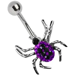 Bauchnabelpiercing ADELIA ́S "Piercing  Piercing Bauchnabelpiercing", Damen, lila, Titan, modisch, Piercings, Titan Bauchnabel Piercing Banane Spinne mit Steinen