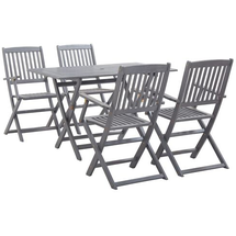 vidaXL Garten-Essgruppe 5-tlg. grau klappbar