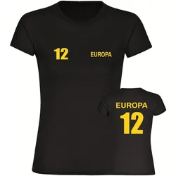 multifanshop Damen T-Shirt - Europa - Trikot Nummer 12 - Druck gelb - Frauen
