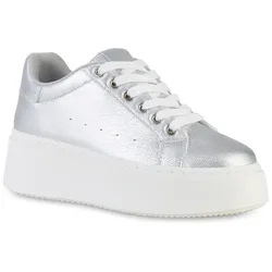 Damen Plateau Sneaker in Silber