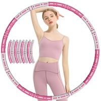 TvvaaFog Hula Hoop Reifen Erwachsene & Kinder, Verbesserte Version 8 abnehmbare Teile, Stabiler Edelstahlkern Hula Hoop zur Massage, Gewichteter Reifen 1,2 kg (Rot-Grau)