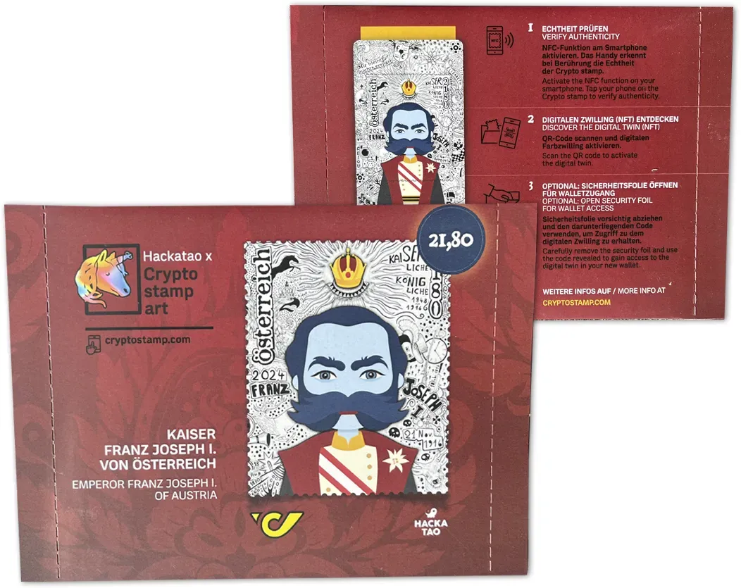 Krypto-Briefmarke Kaiser Franz „lebendige“ Version