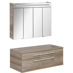 Waschtisch FACKELMANN "Waschplatz-Set STANFORD", braun (korpus und front optik nature oak, optik nature, oak), B:110cm T:500cm, Waschtische, 2-teilig