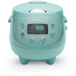 Reishunger Digitaler Mini Reiskocher und Dampfgarer, Mint - Timer - kleiner Multikocher, 8 Programme, 7-Phasen-Kochtechnologie, 1-3 Personen