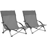 Teenpull – Klappbare Strandstühle 2 Stk. Grau Stoff