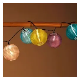 Buri Solar-Lampion-Lichterkette 10 LED Partybeleuchtung Dekolicht Gartendeko warmweiß
