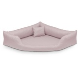 Juelle Orthopädisches Hundebett Eckbett Hundebett mit Orthopädischer Matratze für Mittelhunder, Abnehmbarer Bezug, Maschinenwaschbar, Dakota M-XXL (100x75 cm, Hell Puder Rosa)