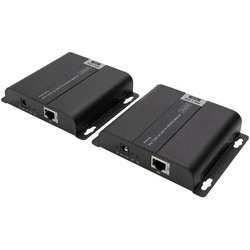 Digitus 4K HDMI Extender Set, IP-fähig, bis 120m, POE HDMI-Adapter, Extender über Netzwerkkabel, Metallgehäuse, Ultra HD-fähig schwarz