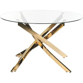 Beliani Esstisch Ø 120 cm transparent/gold